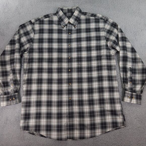 Jos A Bank Traveler Button Down Shirt Mens Large Olive Green Plaid Long Sleeve - Picture 8 of 15